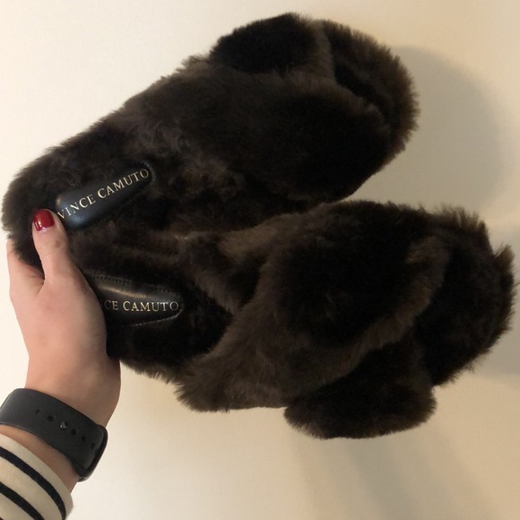Vince Camuto Shoes - Vince Camuto Brown Faux Fur Slipper